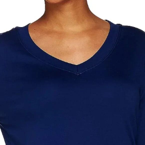 Isaac Mizrahi Navy Blue Tee Large Pima Cotton - Picture 2 of 12